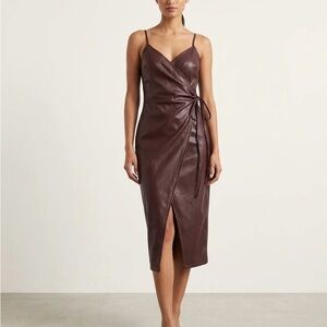 Forever 21 Deep Red Faux Leather Midi Dress